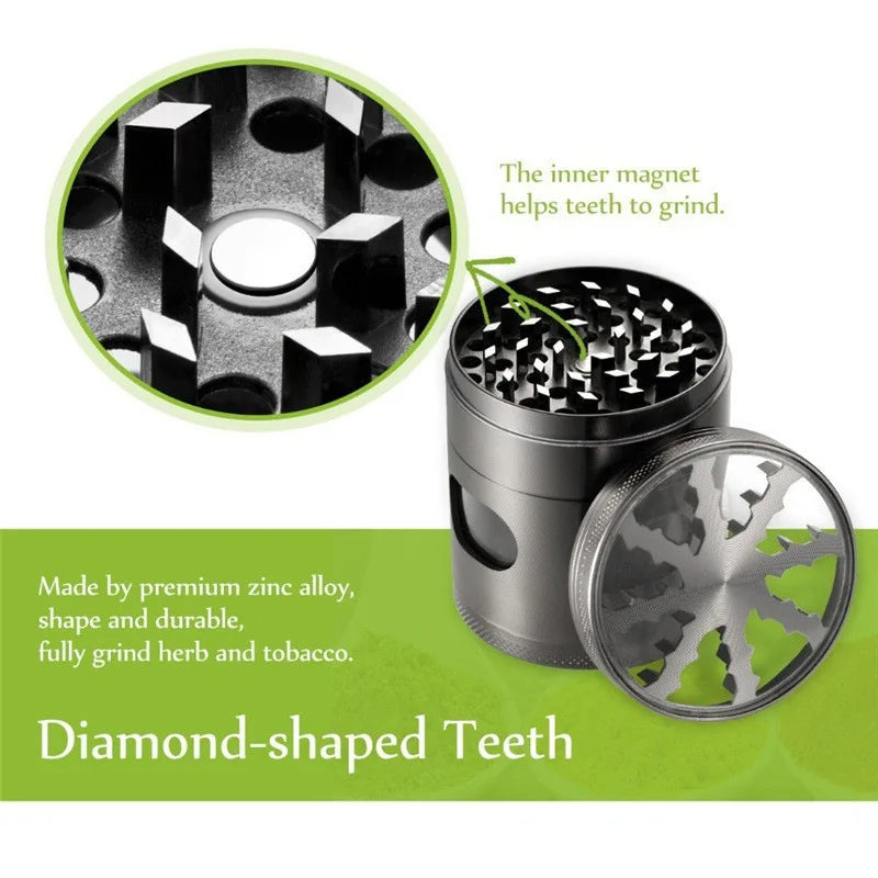 60MM 4-Layer Zinc Alloy Tobacco Grinder